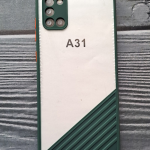 Чехол для Samsung Galaxy A31 прозрачная, ребристый угл, защита камеры, темно-зеленая