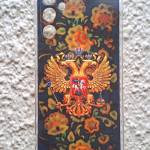 Силиконовый чехол для Samsung Galaxy A34, антишок, красочный принт, герб