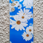 Силиконовый чехол для Samsung Galaxy A34, антишок, красочный принт, ромашки на синем фоне
