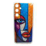 Силиконовый чехол для Samsung Galaxy A35, антишок, красочный принт, лицо абстракция
