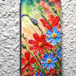 Чехол-книга Fashion Case для Samsung Galaxy A50/A50s, принт, красные и синие цветы, серый