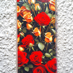 Чехол-книга Fashion Case для Samsung Galaxy A50/A50s, принт, красные и желтые розы, золотой