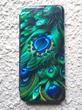 Чехол-книга Fashion Case для Samsung Galaxy A50/A50s, принт, перья павлина, изумрудный