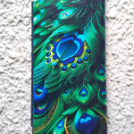 Чехол-книга Fashion Case для Samsung Galaxy A50/A50s, принт, перья павлина, изумрудный