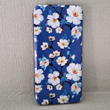 Чехол-книга Fashion Case для Samsung Galaxy A52, красочный принт, белые цветы на синем, синий