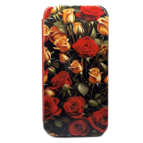 Чехол-книга Fashion Case для Samsung Galaxy A55, принт, красные и желтые розы, красный