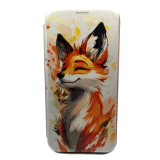 Чехол-книга Fashion Case для Samsung Galaxy A55, принт, лисичка, розово-золотой