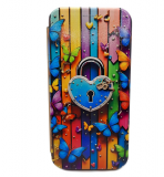 Чехол-книга Fashion Case для Samsung Galaxy A55, принт, замок и бабочки, золотой