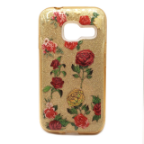 Силиконовый чехол для Samsung Galaxy J1 mini Prime Блестящий с цветами, розы, золотой