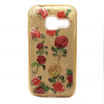 Силиконовый чехол для Samsung Galaxy J1 mini Prime Блестящий с цветами, розы, золотой