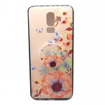 Чехол для Samsung J810F Galaxy J8 2018 Sheng Chang, цветы с попсокет, розовые цветы с бабочк