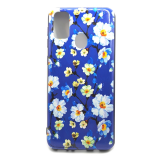 Силиконовый чехол для Samsung Galaxy M21, красочный принт, белые цветы на сине