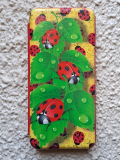 Чехол-книга Fashion Case для Samsung Galaxy М32, принт, божьи коровки, красный