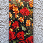 Чехол-книга Fashion Case для Samsung Galaxy М32, принт, красные и желтые розы, синий
