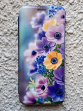 Чехол-книга Fashion Case для Samsung Galaxy М32, принт, желтые и сиреневые цветочки, синий
