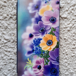 Чехол-книга Fashion Case для Samsung Galaxy М32, принт, желтые и сиреневые цветочки, синий