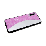 Чехол для Samsung Galaxy A40 мелкие пайетки с зеркальной вставкой, розовая