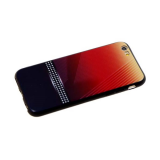 Чехол для Huawei Y6 2019 пластик двухцвет, черная полоса в белый горох, красно-черная