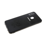 Чехол для Samsung Galaxy A40 пластик с эко-кожей, ГЕРБ РФ, черная