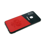 Чехол для Samsung Galaxy A40 пластик с эко-кожей, ГЕРБ РФ, красная