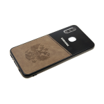 Чехол для Samsung Galaxy A40 пластик с эко-кожей, ГЕРБ РФ, серая