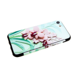 Чехол для Samsung Galaxy A30 пластик с цветочным принтом, розовые цветочки на салатовом