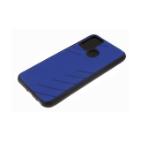 Силиконовый чехол для Huawei Honor 10 Lite эко-кожа, черный борт, полосы по боками, 3Д камера, синий