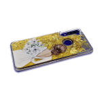 Чехол для Samsung Galaxy A20/A30 прозрачная, золотые блестки сердечки, девушка с цветами