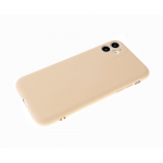 Силиконовый чехол Iphone 12 (5.4) матовый, однотонный soft-touch, бархат внутри, бежевый
