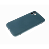 Силиконовый чехол для Iphone 12 (5.4) матовый, однотонный soft-touch, бархат внутри, темно-зеленый