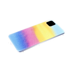 Силиконовый чехол Samsung Galaxy M01 разноцветный принт, прозрачный борт, бирюзово-голубой