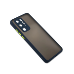 Чехол для Realme C21Y матово-прозрачная, с защитой камеры, цветные кнопки, синяя