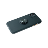 Силиконовый чехол для Iphone 11 матовый, цветные кнопки, с магнитным держателем, черный