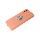 Силиконовый чехол для Realme C3 матовый с кольцом, защита камеры, персиковый