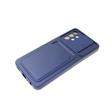 Силиконовый чехол для Iphone 12 Pro Max (6.7) матовый с визитницей и защитой камеры, темно-синий