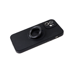 Силиконовый чехол для Realme C21 матовый софт-тач, с цветным кольцом, защита камеры, черный