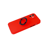 Силиконовый чехол Realme C21 матовый софт-тач, с цветным кольцом, защита камеры, красный