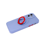 Силиконовый чехол для Samsung Galaxy A03s матовый софт-тач, с цветным кольцом, защ. кам., серо-голуб