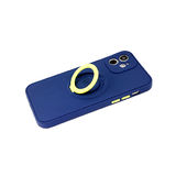 Силиконовый чехол для Samsung Galaxy A03s матовый софт-тач, с цветным кольцом, защ. кам., темно-сини