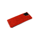 Чехол для Samsung Galaxy A12 прозрачный борт, с пайетками, красная