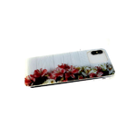 Чехол для Realme 8 красочный винил, прозрачный борт, цветы на белом фоне