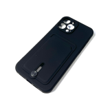 Силиконовый чехол для Iphone 14 Pro (6.1) однотонный, с выдвижной визитницей, черный