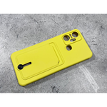 Силиконовый чехол для Huawei Honor X6 однотонный, с выдвижной визитницей, желтый