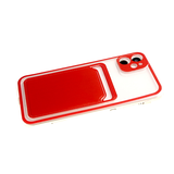 Силиконовый чехол для Xiaomi Redmi 9a прозрачный в сеточку с визитницей, красный