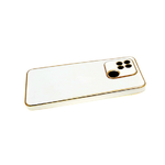 Силиконовый чехол для Samsung Galaxy A12 глянцевый, золотая окантовка, белый