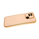 Силиконовый чехол для Realme C21 глянцевый, золотая окантовка, розовый