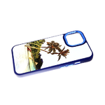Силиконовый чехол для Samsung Galaxy A12 металические кнопки, глянцевый рисунок пальмы у моря