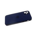 Чехол для Iphone 14 (6.1) под кожу, защита камеры, с логотипом, темно-синяя