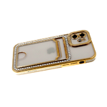 Силиконовый чехол для Realme C30 прозрачный с окантовкой, pro camera, с визитницей, золотой
