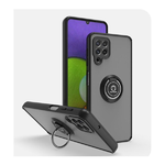 Чехол для Realme 9 матово-прозрачная, с защитой камеры и кольцом Magnet Adsorption, черная
